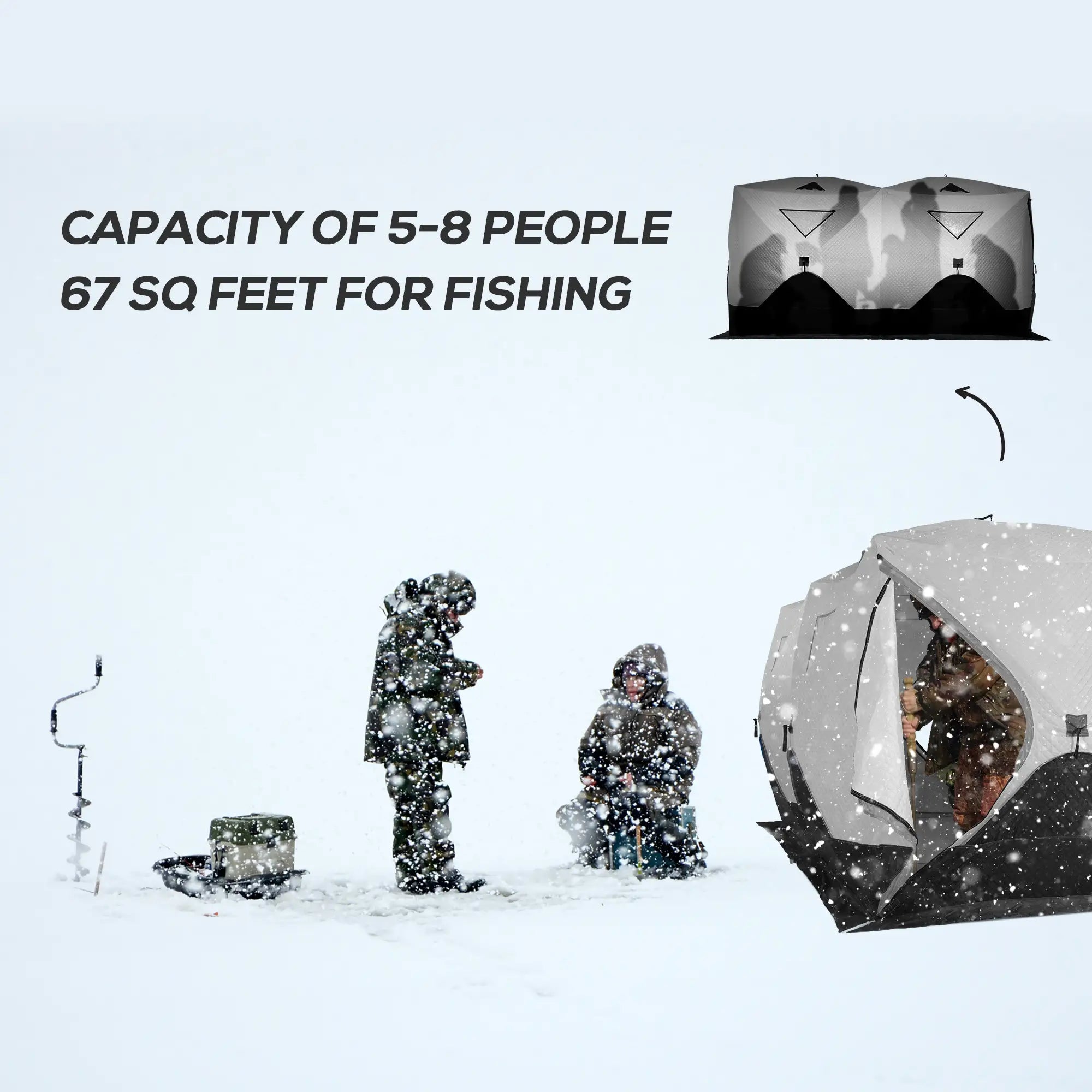 8-Person Ice Fishing Tent, Insulated, Ventilation Windows, Carry Bag, -22℉, Grey Ice Fishing Tents at Gallery Canada