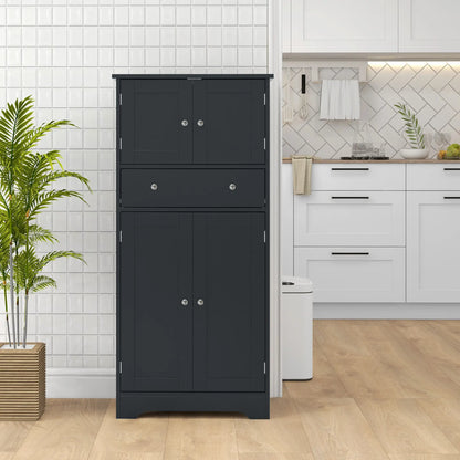 50.5" Kitchen Cabinet, 4 Doors, Drawer, Adjustable Shelf, Black Kitchen Pantry Cabinets at Gallery Canada