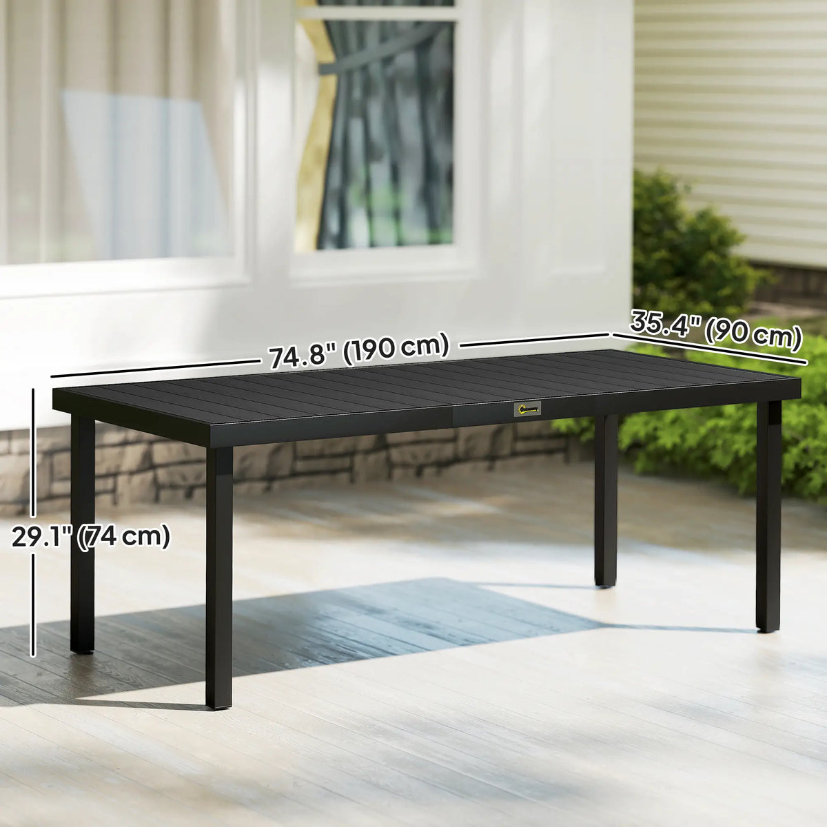 Rectangular Aluminum Patio Dining Table For 8, Black Patio Dinning Tables at Gallery Canada