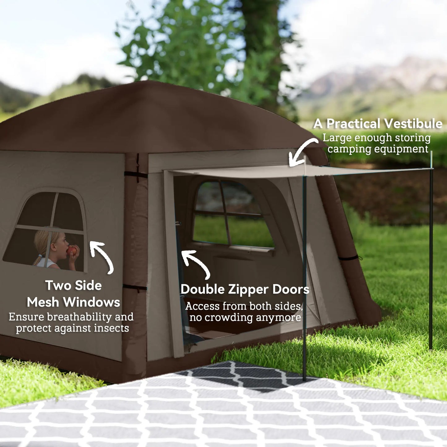 Inflatable Camping Tent, 1-2 Person, Khaki and Brown Camping Tents at Gallery Canada