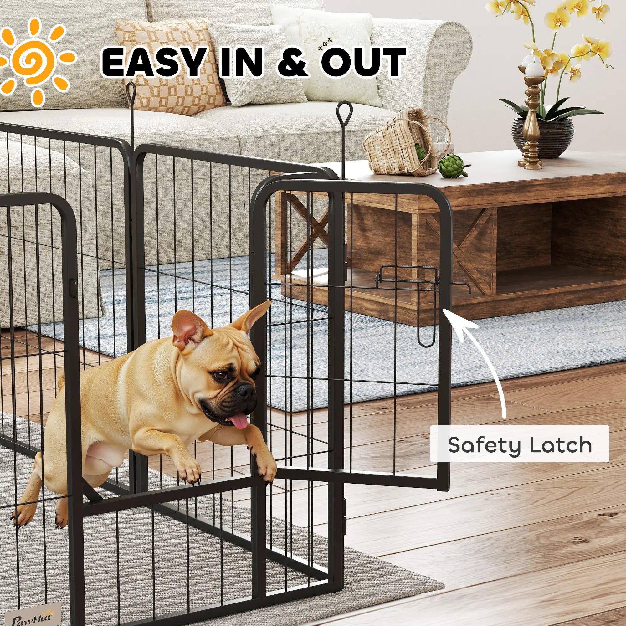 16 Panels Dog Playpen with Straps, Portable &; DIY, for Small Dogs, for Yard, RV, Camping, Garden, 24