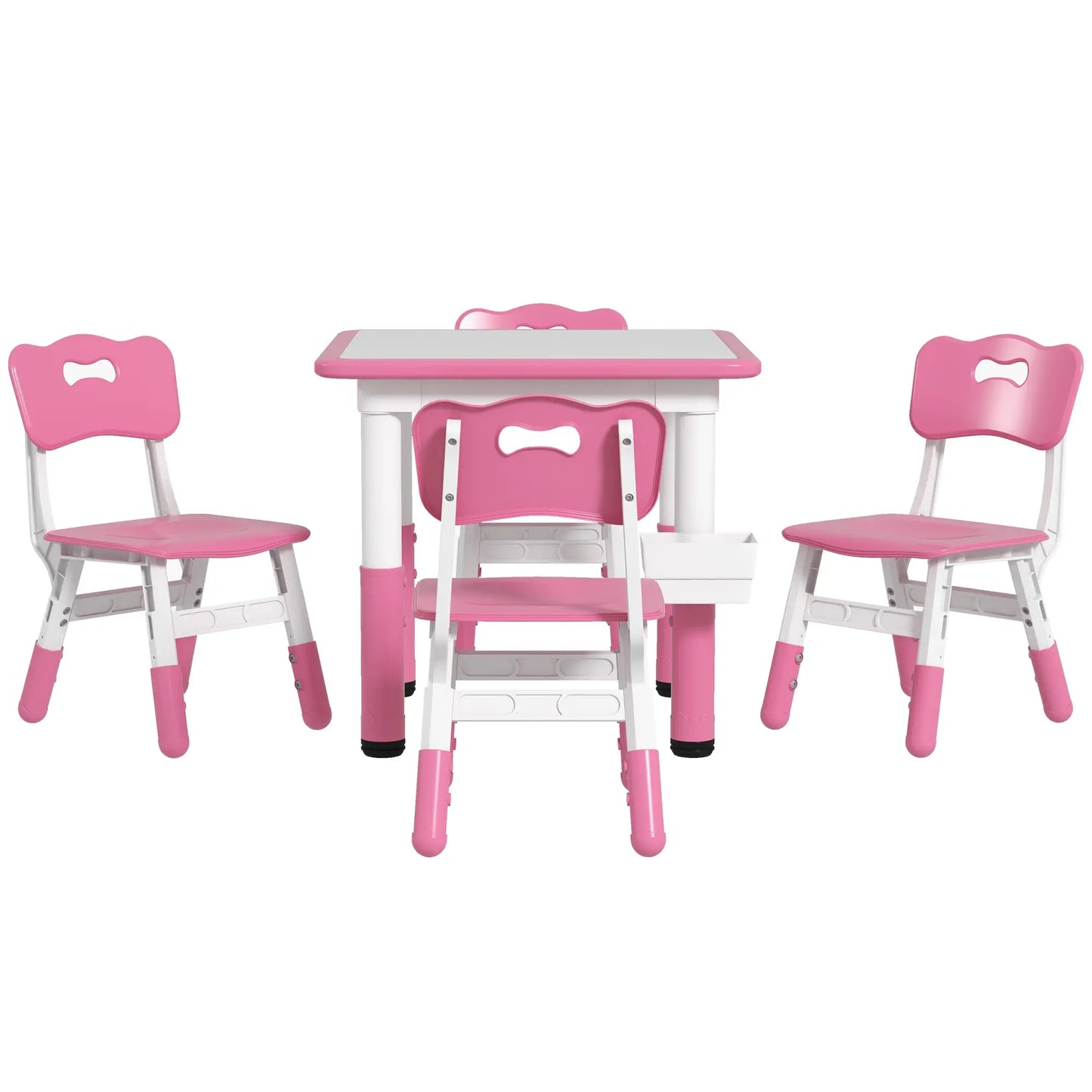 5 Pc Toddler Table and Chair Set, Adjustable Height, Pink Kids Table Sets Pink at Gallery Canada