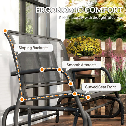 3-Seat Outdoor Glider Chair, Steel Frame, Sling Fabric Seat, Grey Outdoor Gliders at Gallery Canada