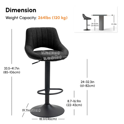 Swivel Bar Stools Set of 2, Linen Upholstered, Round Metal Base Bar Stools at Gallery Canada