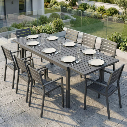 Expandable Outdoor Dining Table, 59"-89" Aluminum, Dark Grey Patio Dining Tables at Gallery Canada