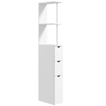 Tall Narrow Bathroom Storage Cabinet, Drawers and Open Shelves, White Bathroom Cabinets White at Gallery Canada