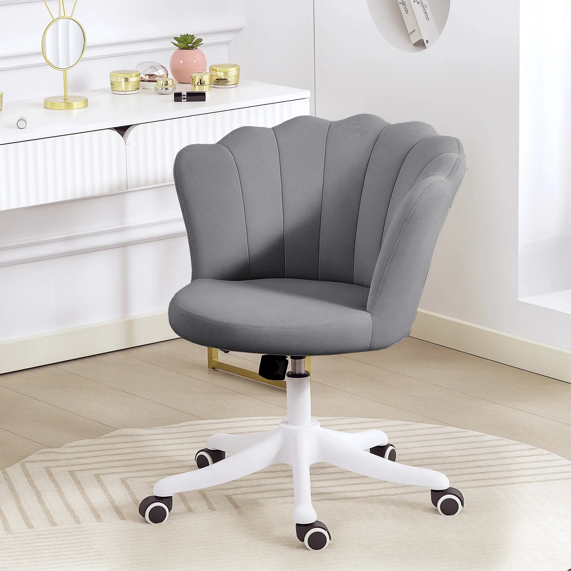 Armless Swivel Desk Chair, Adjustable Height, Backrest, Tilt Function, Grey Task Chairs at Gallery Canada