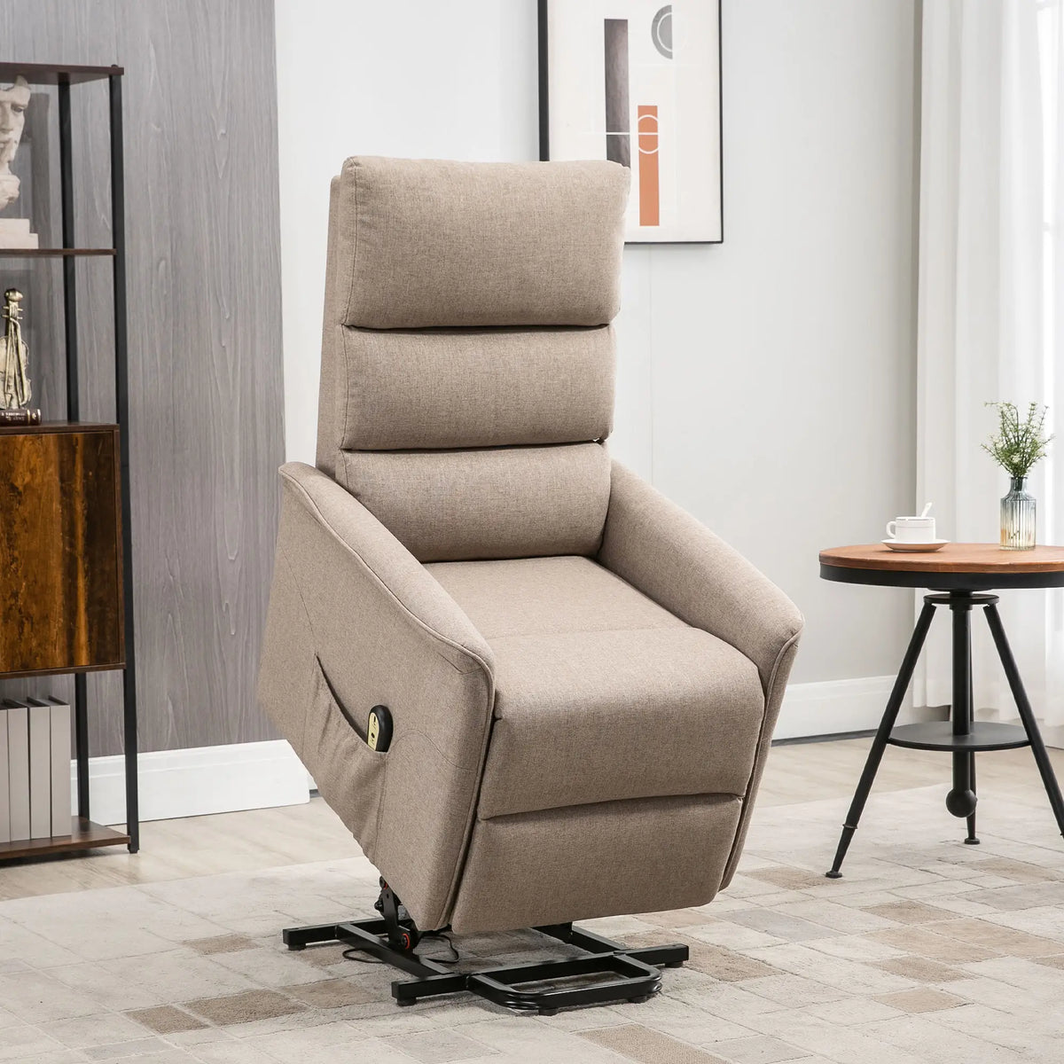Power Lift Chair Recliner with Remote, Side Pockets, Brown Electric Power Lift Chairs at Gallery Canada