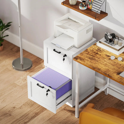 Vertical Filing Cabinet, 2 Drawers With Lock, A4 Letter Size, White Office Cabinets & Cupboards at Gallery Canada