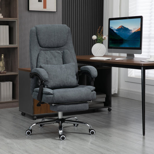 Massage Office Chair with Kneading, Swivel Fabric Recliner Chair with Footrest, Armrest, Grey - Gallery Canada