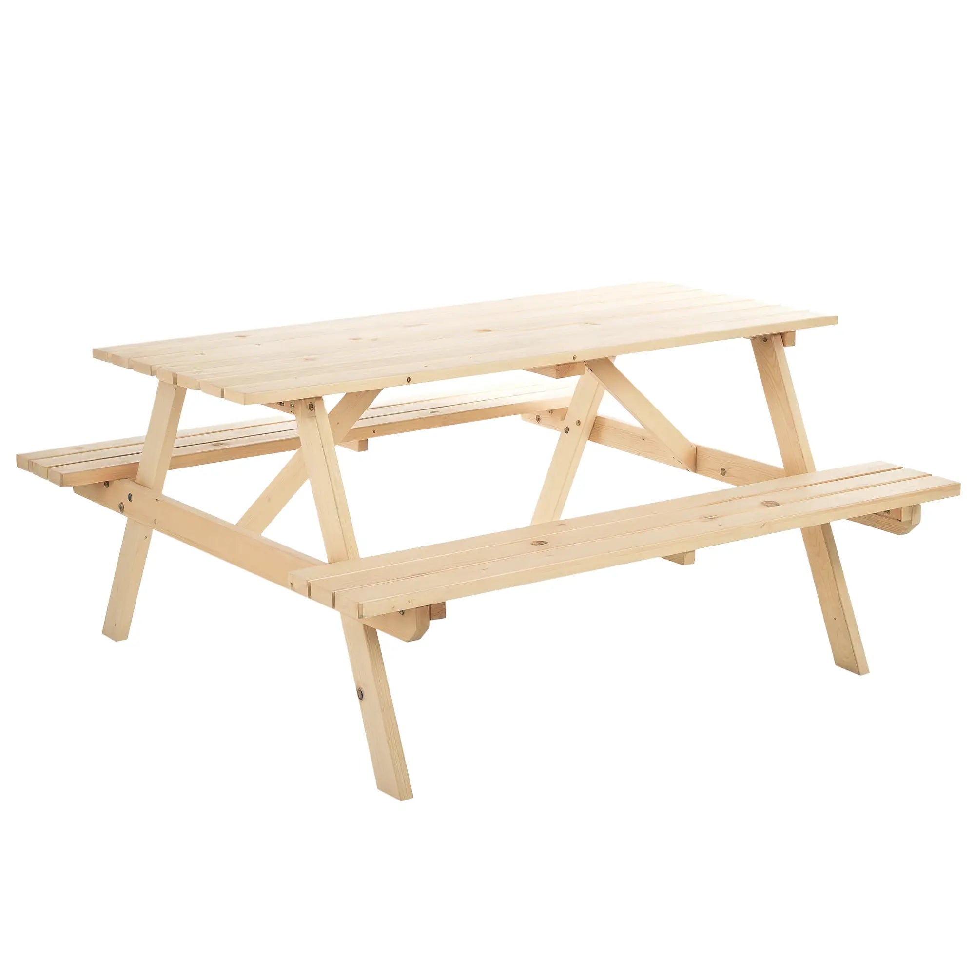 Wood Picnic Table, Camping Bench Set, Umbrella Hole, Outdoor, Natural Picnic Tables & Camping Chairs at Gallery Canada
