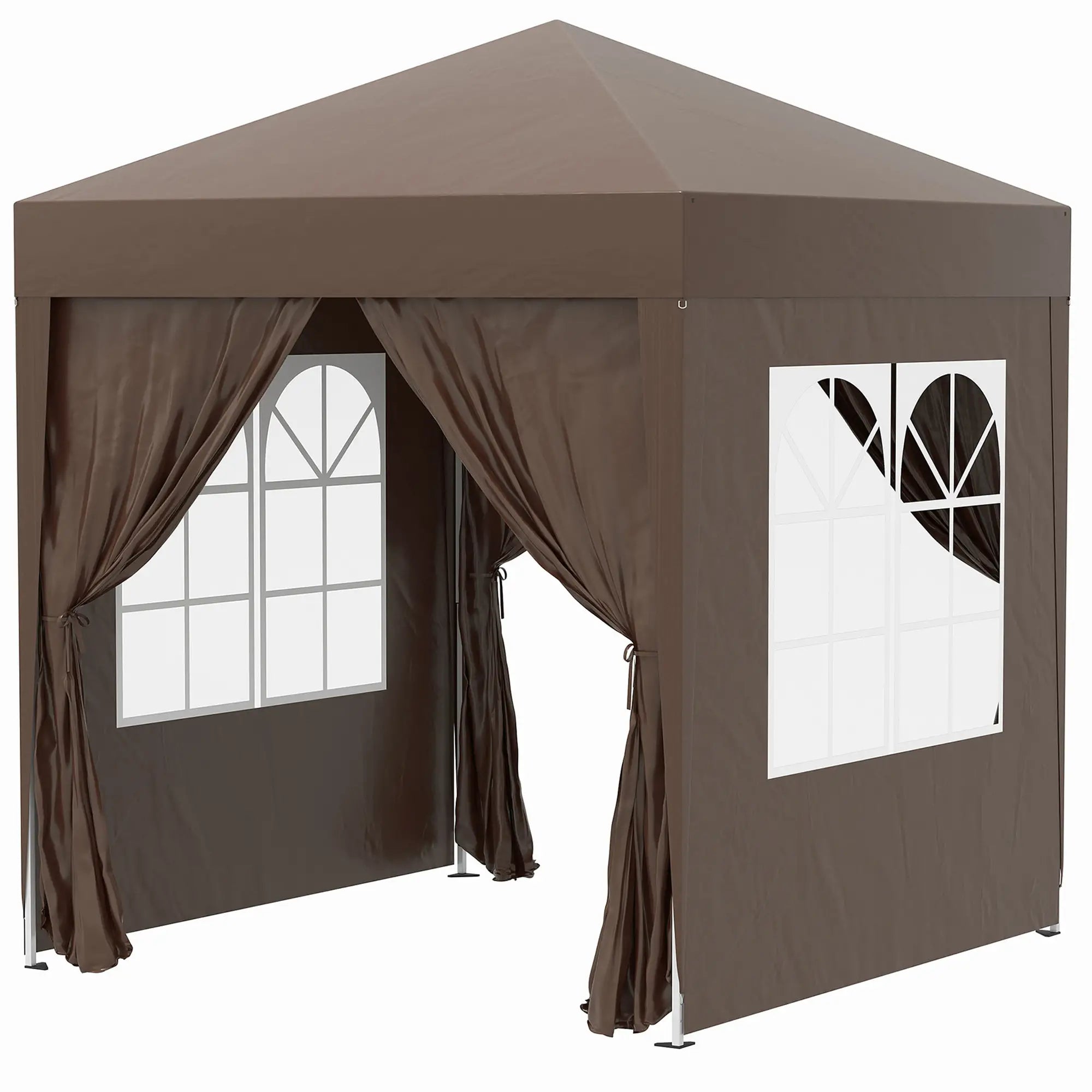 6.6'x6.6' Pop Up Canopy Tent, Instant Sun Shelter, Brown Pop Up Canopies at Gallery Canada