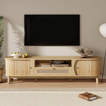 TV Stand, Solid Wood Doors, Drawers, 65" L x 14.5" W x 18" H, Natural TV Stands at Gallery Canada