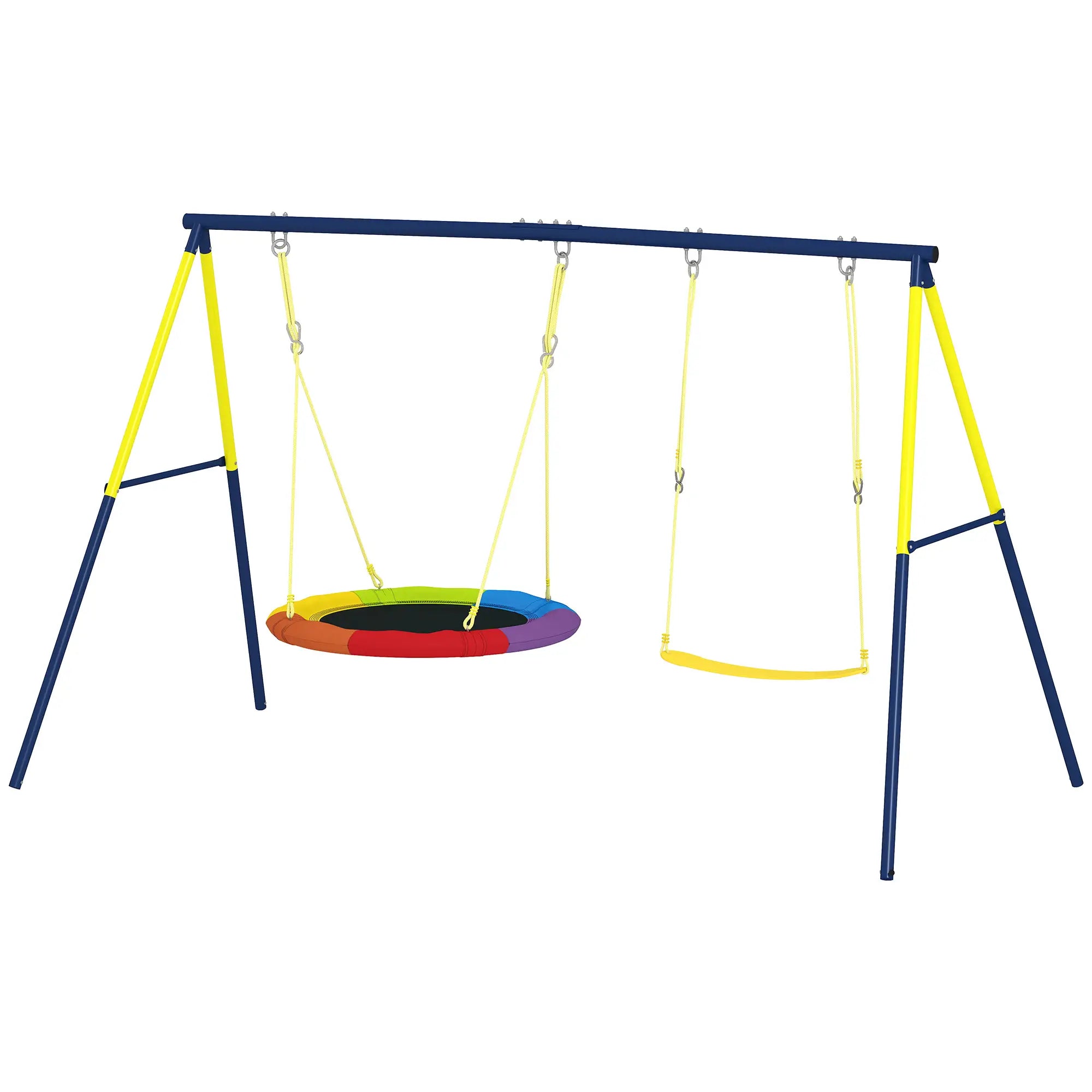 Kids Swing Set With Double Swings, Adjustable Ropes, Metal Frame Gym Sets & Swings Multi Colour at Gallery Canada