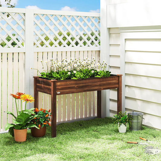 48" x 22" x 30" Wooden Patio Raised Garden Bed Planter, Carbonized Elevated Garden Beds Carbonized at Gallery Canada