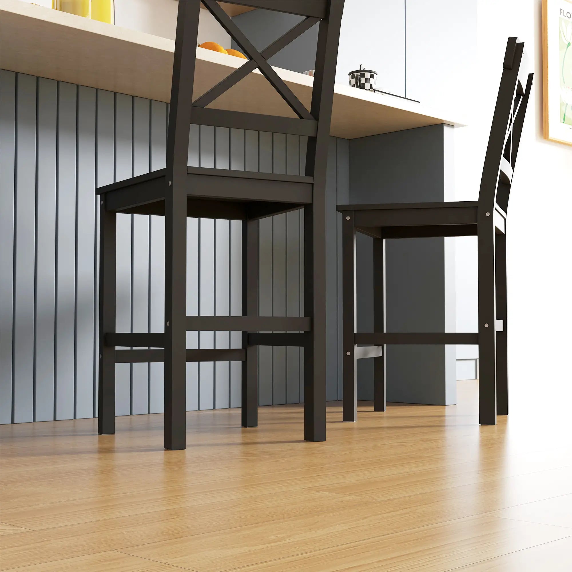 Farmhouse Counter Height Stools Set of 2, Solid Wood, Kitchen Island Bar Stools at Gallery Canada