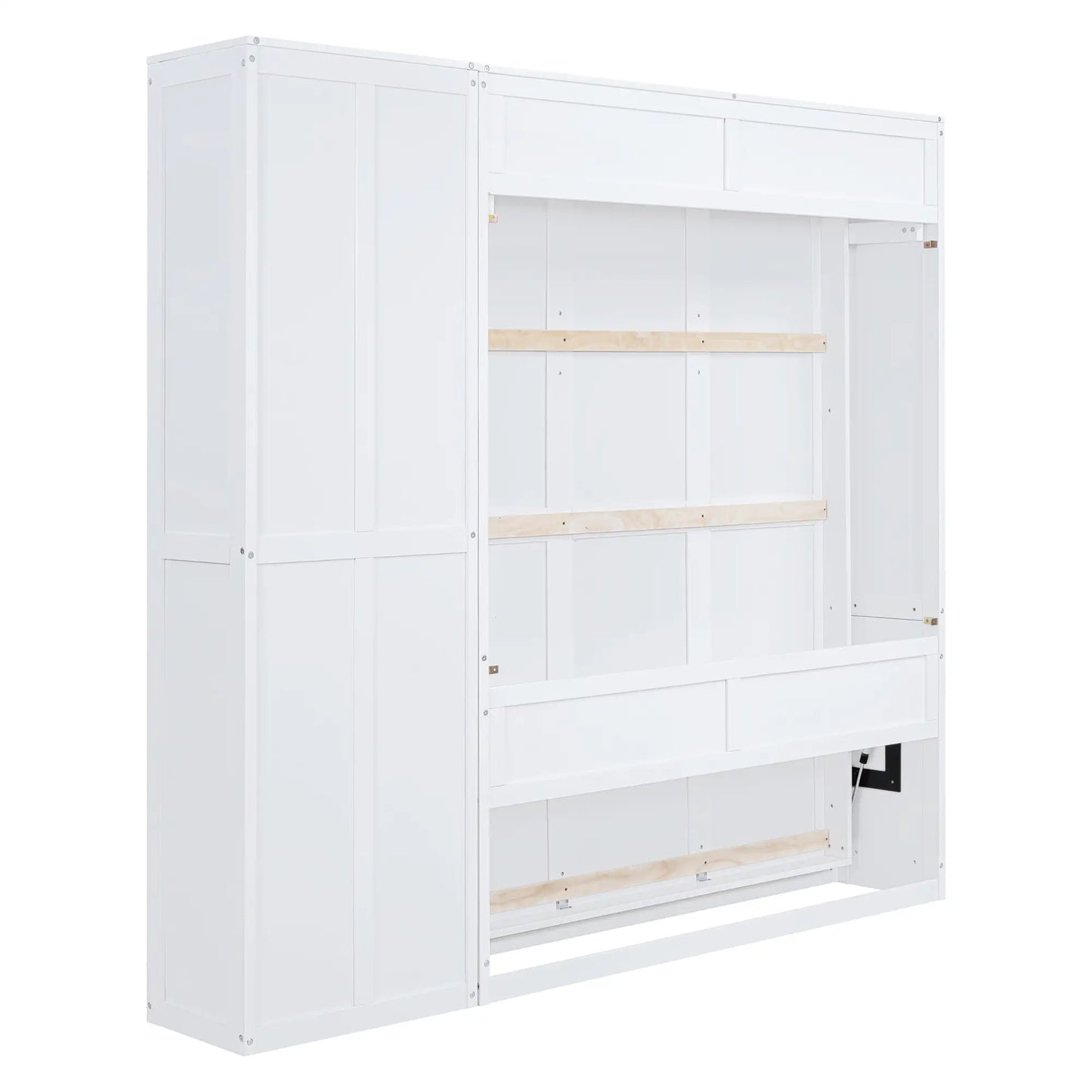 Murphy Bed with Shelves, Dual Piston Mechanism, 94" L x 16" W x 88.5" H, White Bed Frames at Gallery Canada
