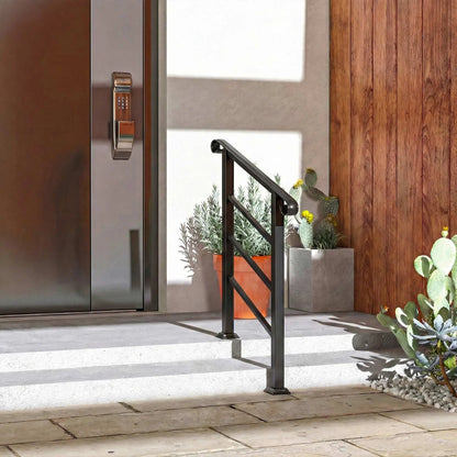 Adjustable Outdoor Stair Railing, 2 to 3 Steps, Black Garden Decor at Gallery Canada