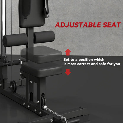 Lat Pull Down Machine, High Low Pulley, Adjustable Seat, Flip-Up Footplate, Black Power Towers at Gallery Canada