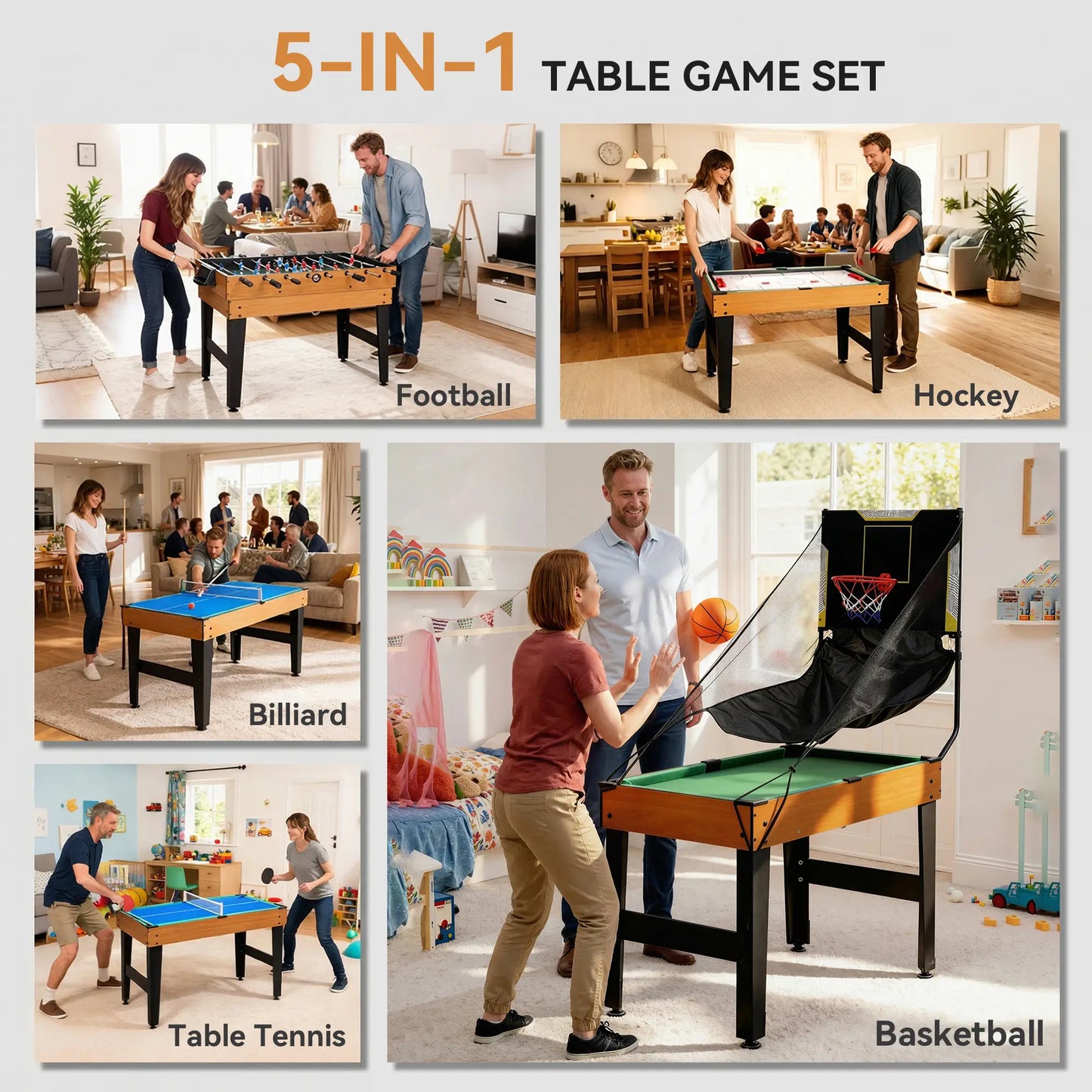 53 in 5-in-1 Multi Game Table, Foosball Pool Hockey Table Tennis Basketball Game Tables at Gallery Canada