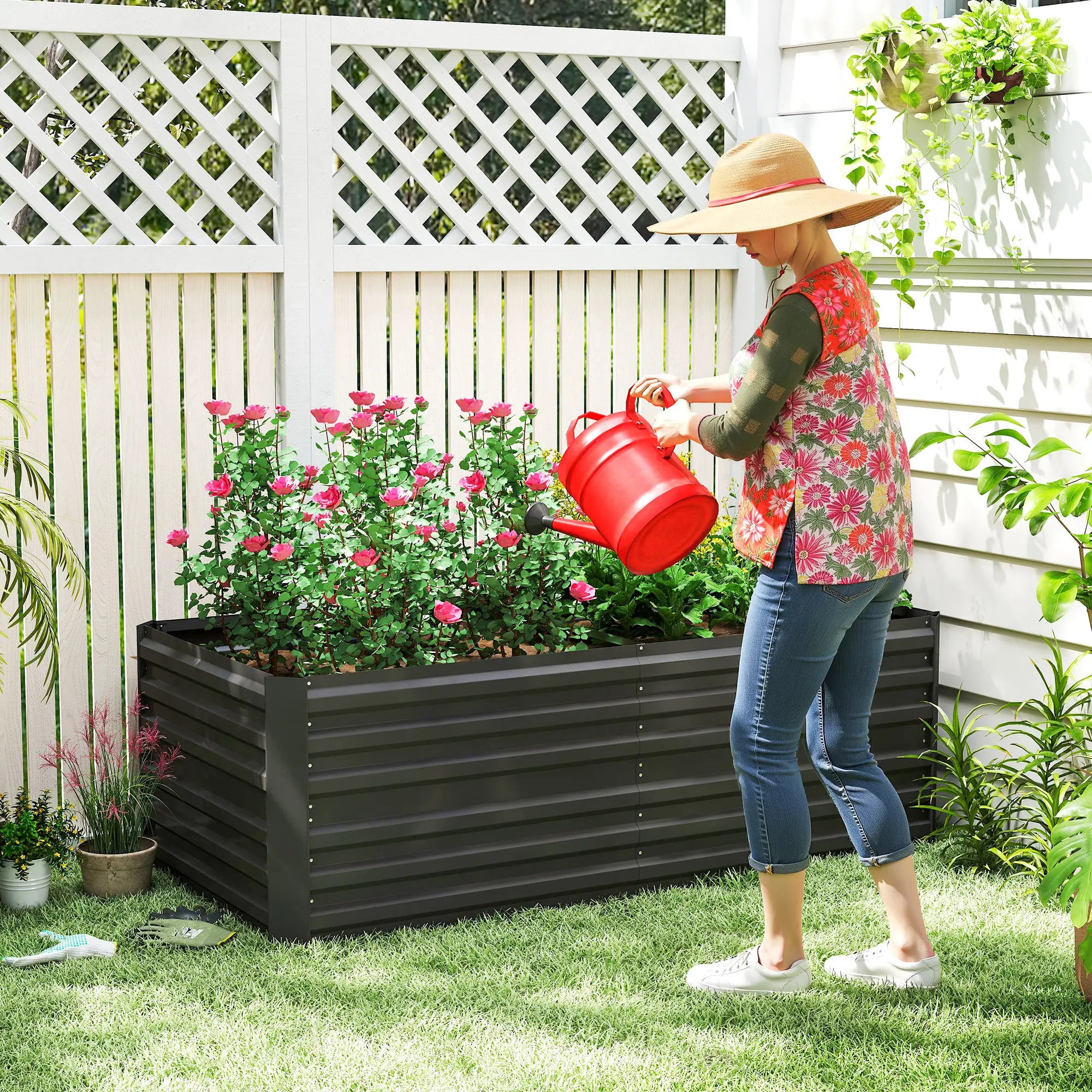 Galvanized Raised Garden Bed, Steel Outdoor Planter, 71