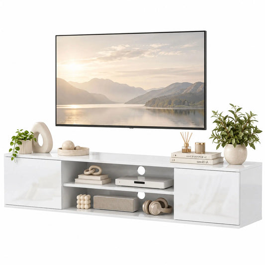 Floating TV Stand Cabinet for TVs up to 60", Wall Mounted TV Unit, White TV Stands White at Gallery Canada