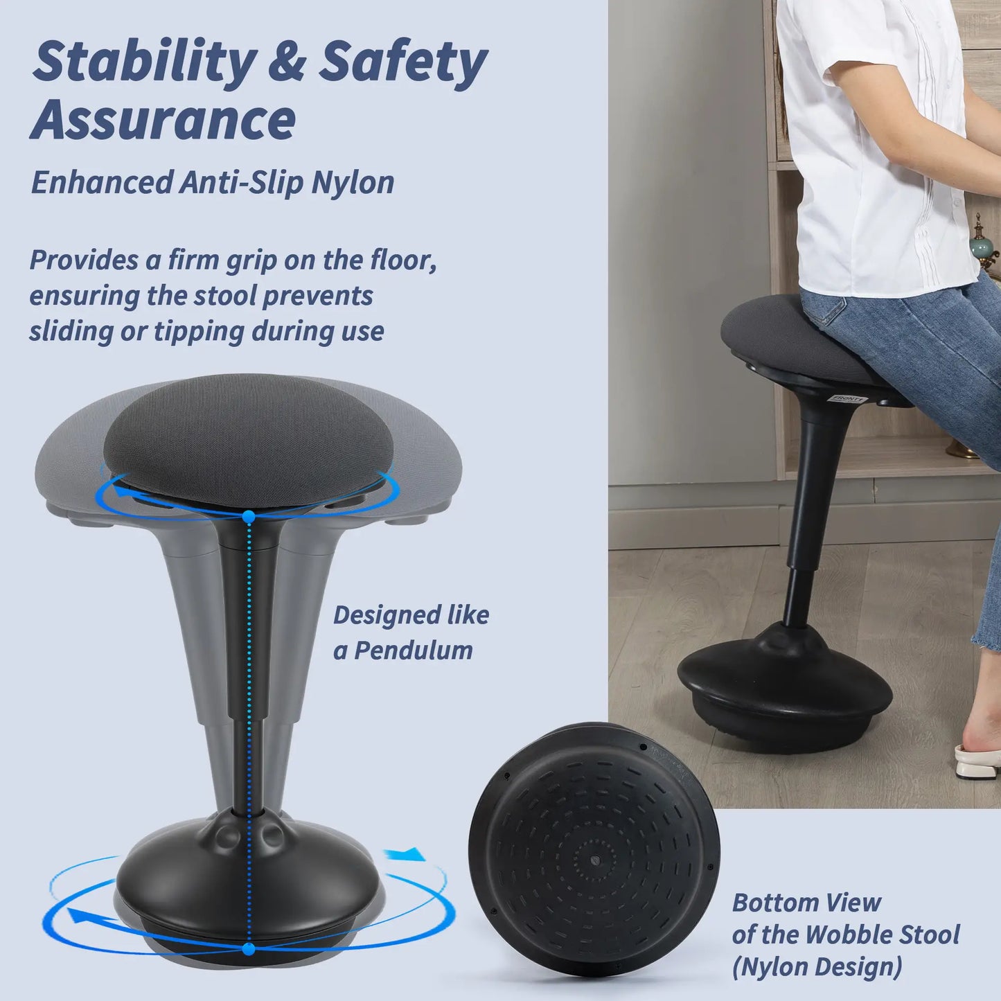 Swivel Standing Desk Chair, Backless Wobble Stool, Adjustable Ergonomic Stool Office Chairs at Gallery Canada