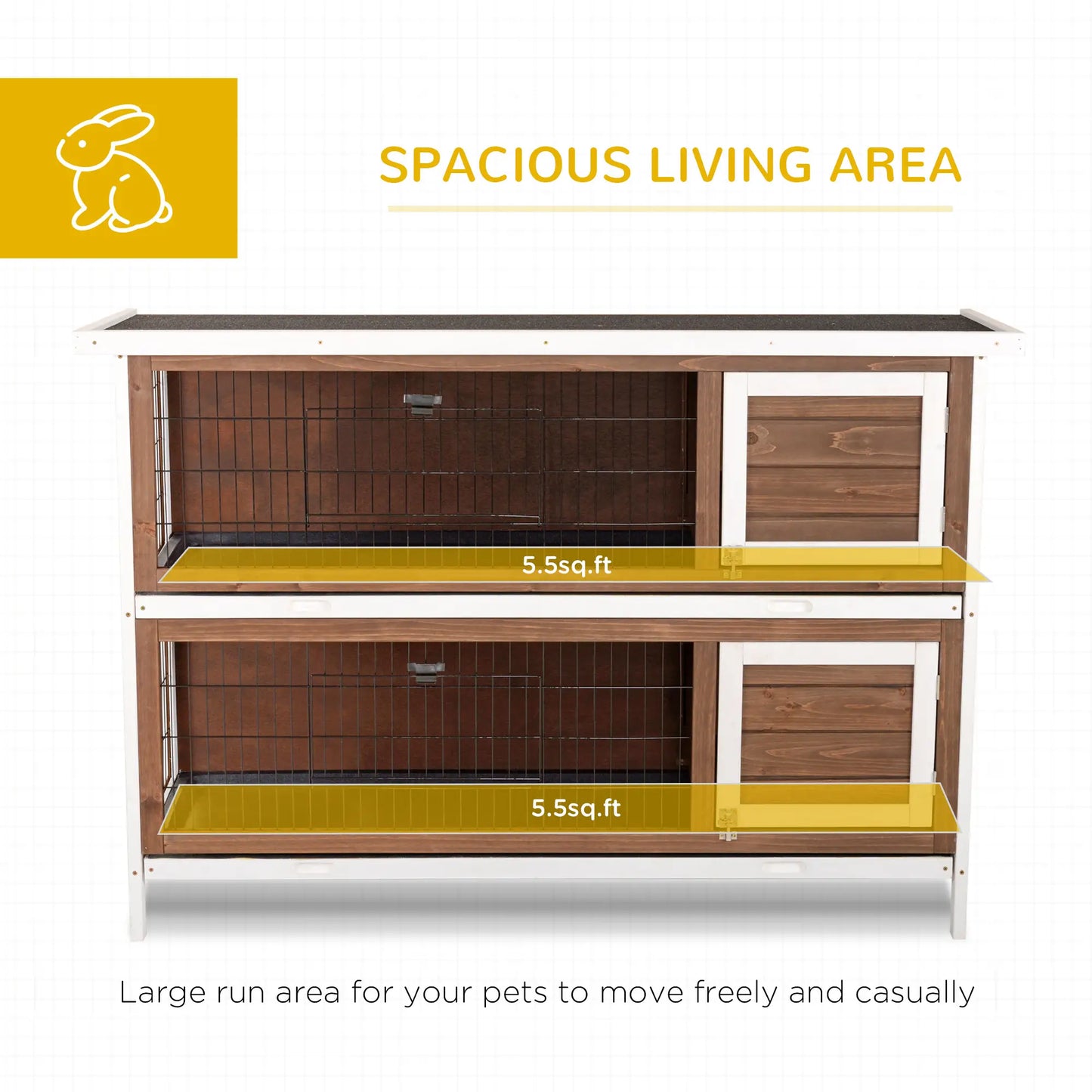 2 Tier Wooden Rabbit Hutch, Bunny Pet House, Brown Rabbit Hutch at Gallery Canada