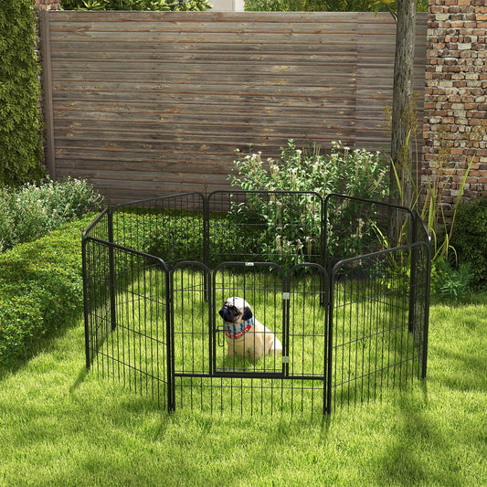 8 Panel Pet Playpen Play Yard Fence Home DIY Heavy-Duty Metal Foldable Indoor Outdoor 31" x 31" - Gallery Canada