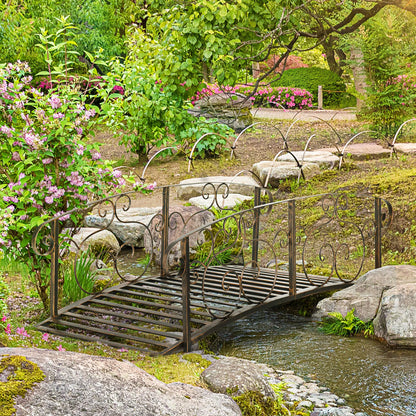 6FT Steel Garden Bridge, Decorative Arc Landscaping Bridge, Brown Garden Bridges at Gallery Canada
