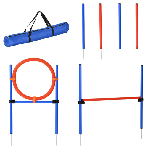 Dog Agility Training Kit, Adjustable Jump Weave Pole Ring Set