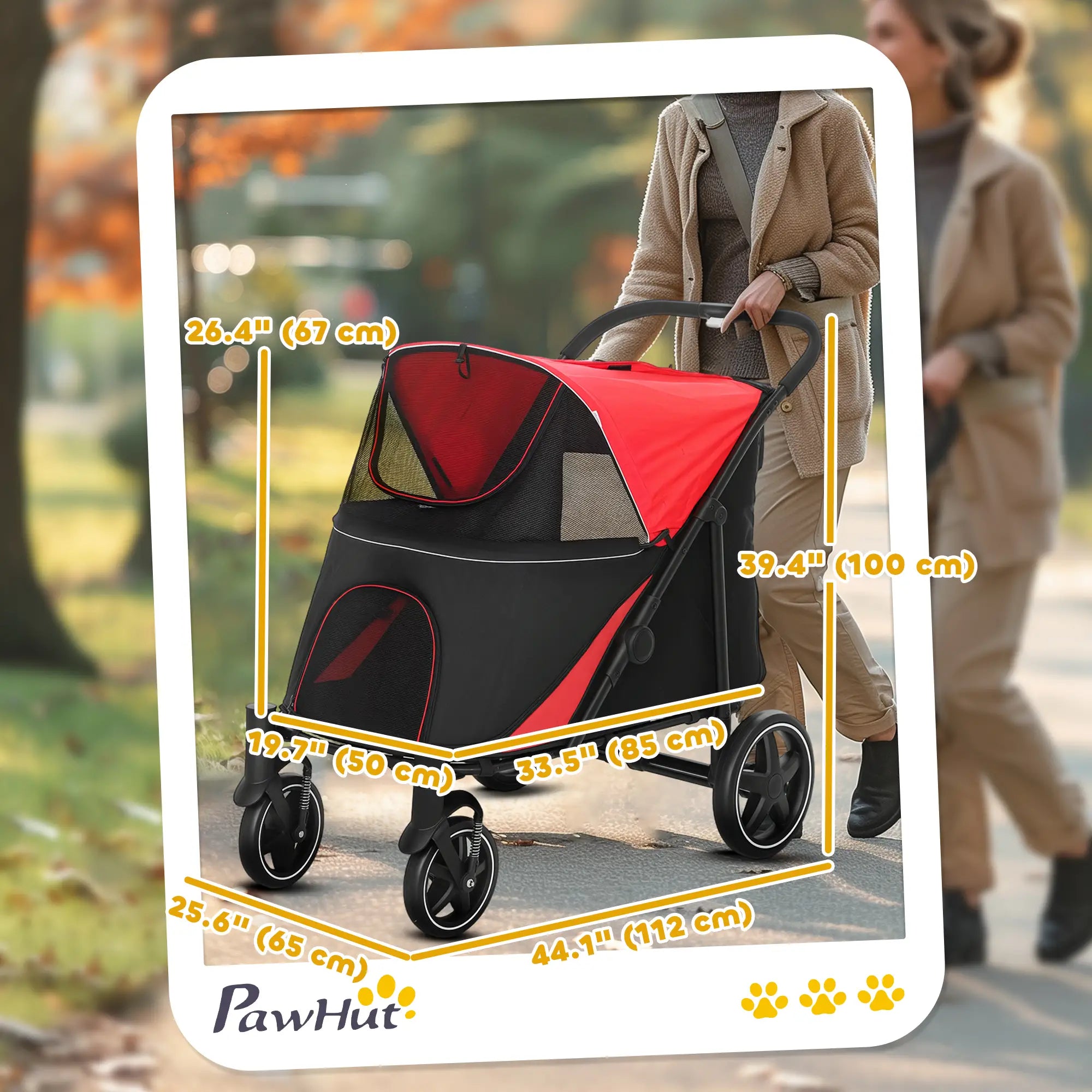 Foldable Pet Stroller, Universal Wheels, Shock Absorber, Large & Medium Dogs, Red Dog Bike Trailers & Strollers at Gallery Canada