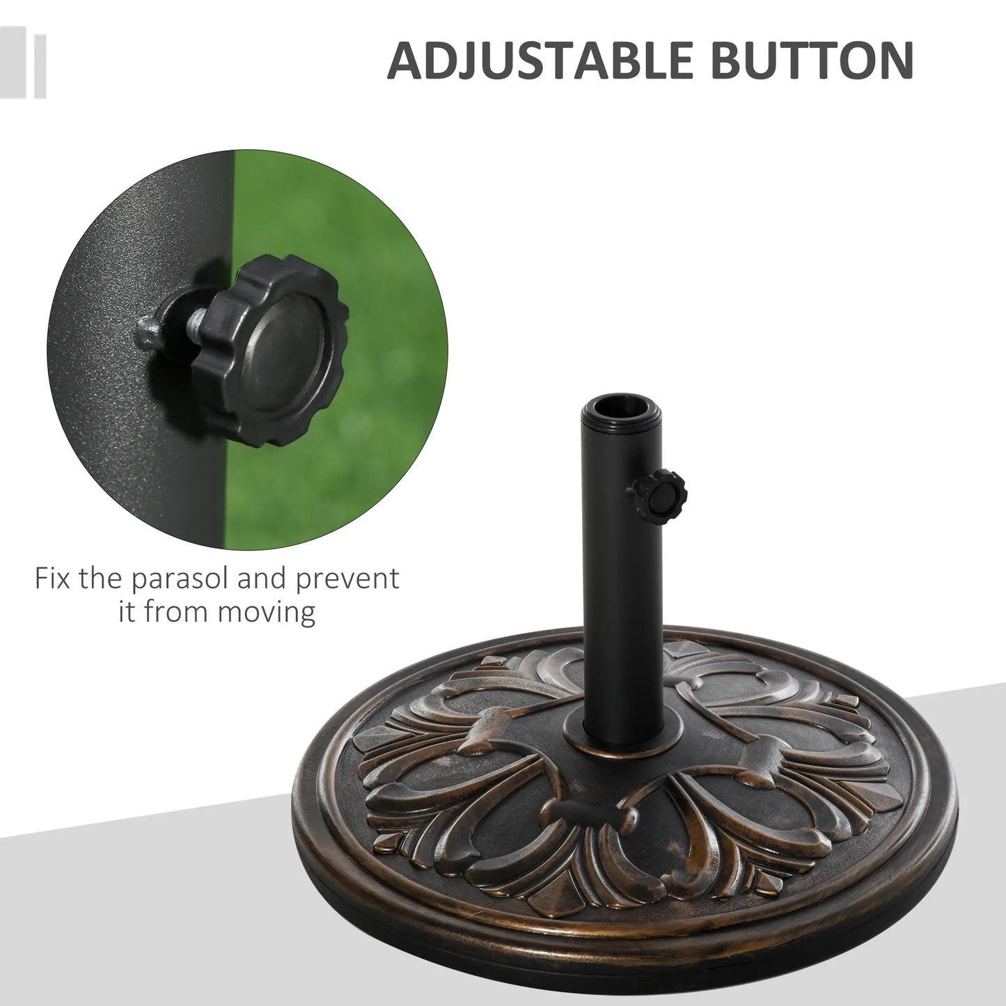 29 lb Concrete Umbrella Base, 19" Round, Outdoor Parasol Holder, Bronze Umbrella Bases at Gallery Canada