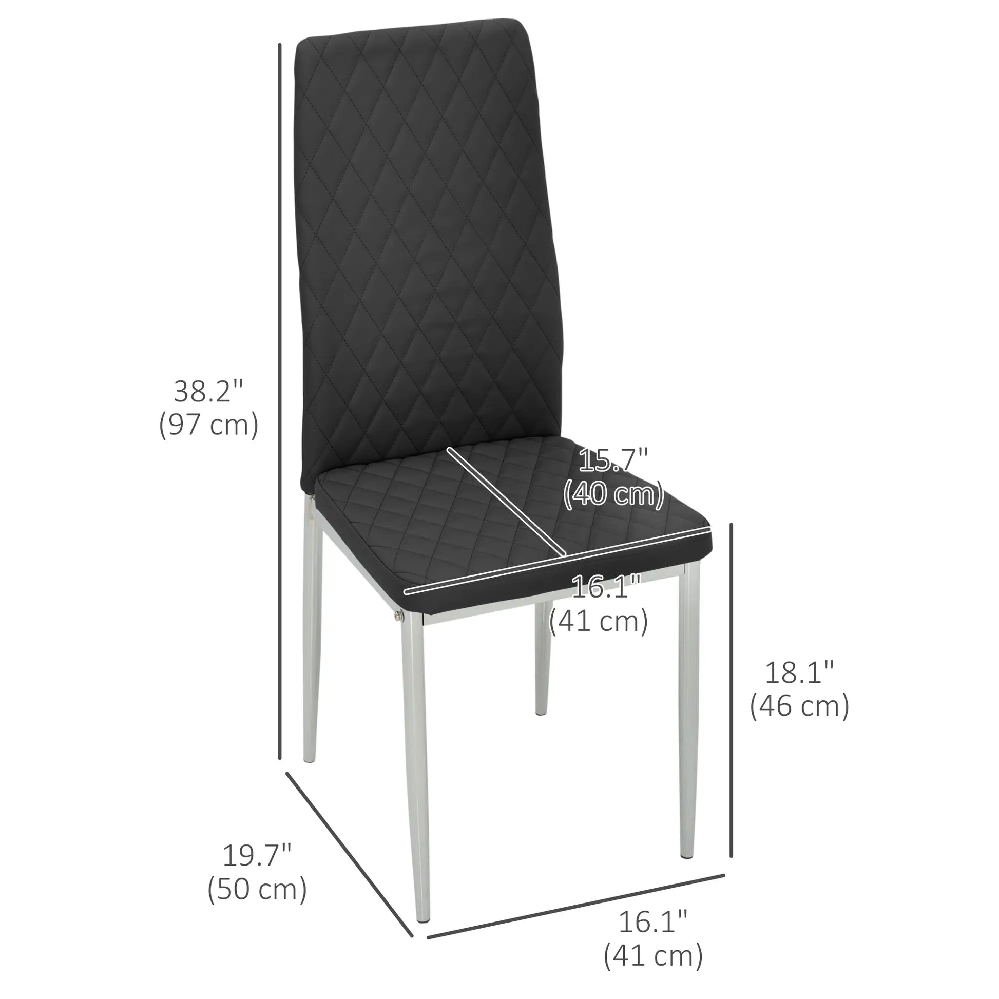 Kitchen Chairs Set of 4, Faux Leather Upholstery, Steel Legs, Black Dining Chairs at Gallery Canada