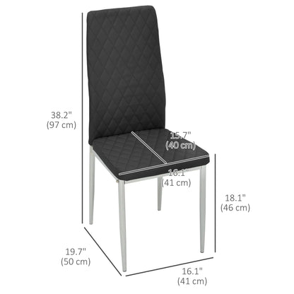 Kitchen Chairs Set of 4, Faux Leather Upholstery, Steel Legs, Black Dining Chairs at Gallery Canada