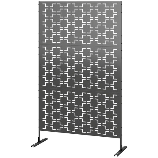 6.5FT Metal Privacy Screen, Grid Style, Outdoor Divider, Black Side Awnings Black at Gallery Canada