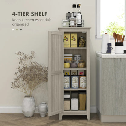 48" Kitchen Pantry Cabinet, Barn Door, Adjustable Shelves, Grey Wood Grain, Grey Kitchen Pantry Cabinets at Gallery Canada