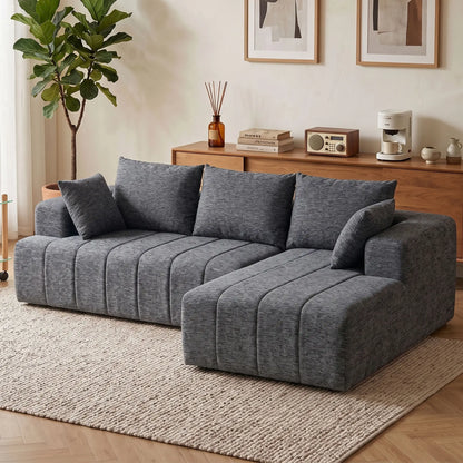 101 Modular Sectional Sofa With Chaise, Cloud Couch, Grey