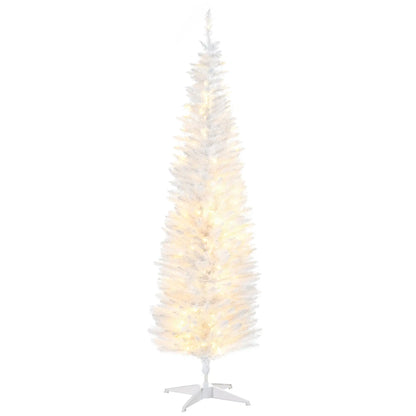 6' Pre Lit Artificial Pencil Christmas Tree, Warm White LED Lights, White Pencil Christmas Trees at Gallery Canada