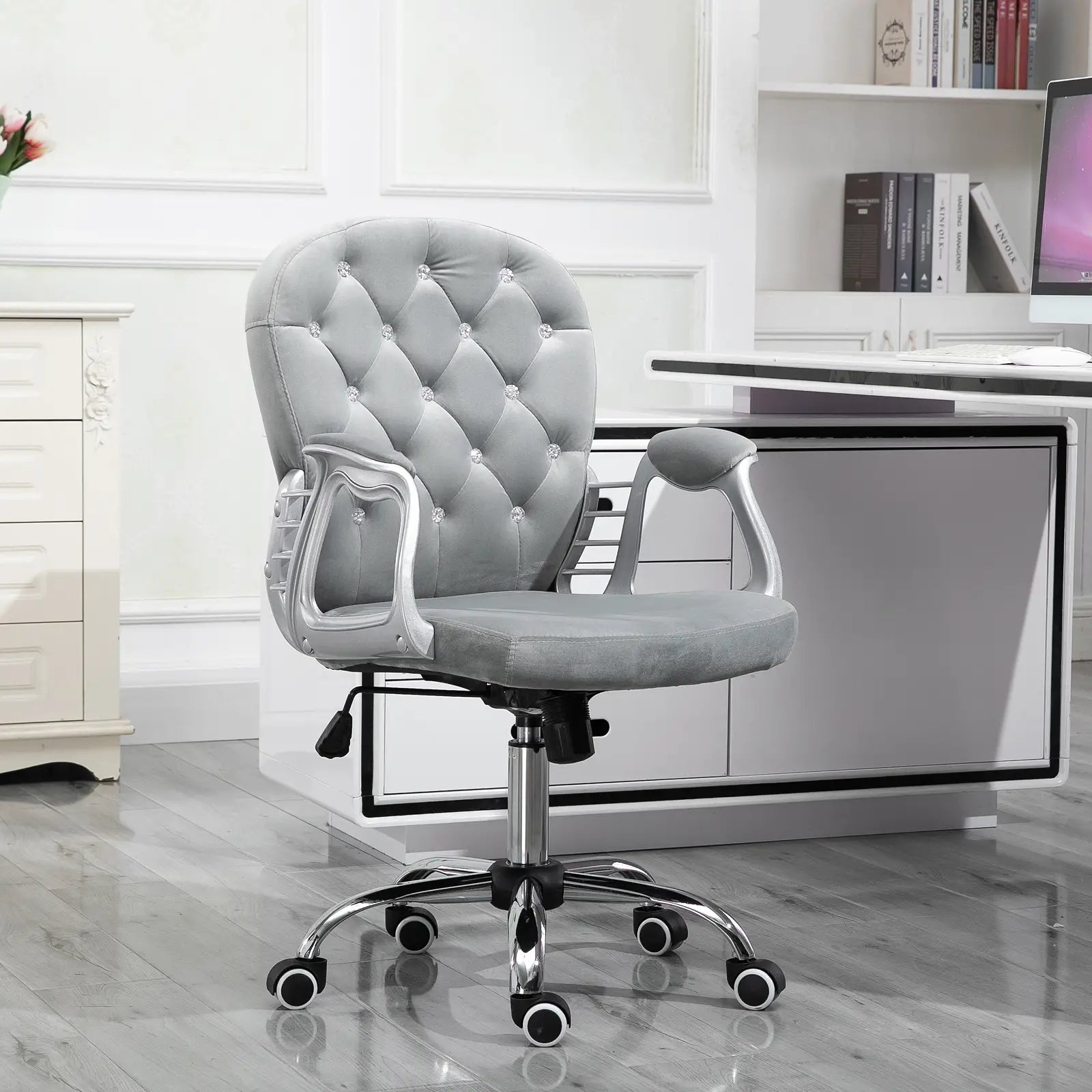 Ergonomic Office Chair, Adjustable Height, Padded Seat, Grey Task Chairs at Gallery Canada