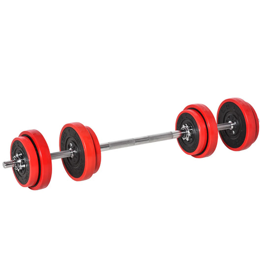 44lbs 2-In-1 Dumbbell, Barbell Adjustable Set, Strength Exercise Dumbbells & Barbells Red and Black at Gallery Canada
