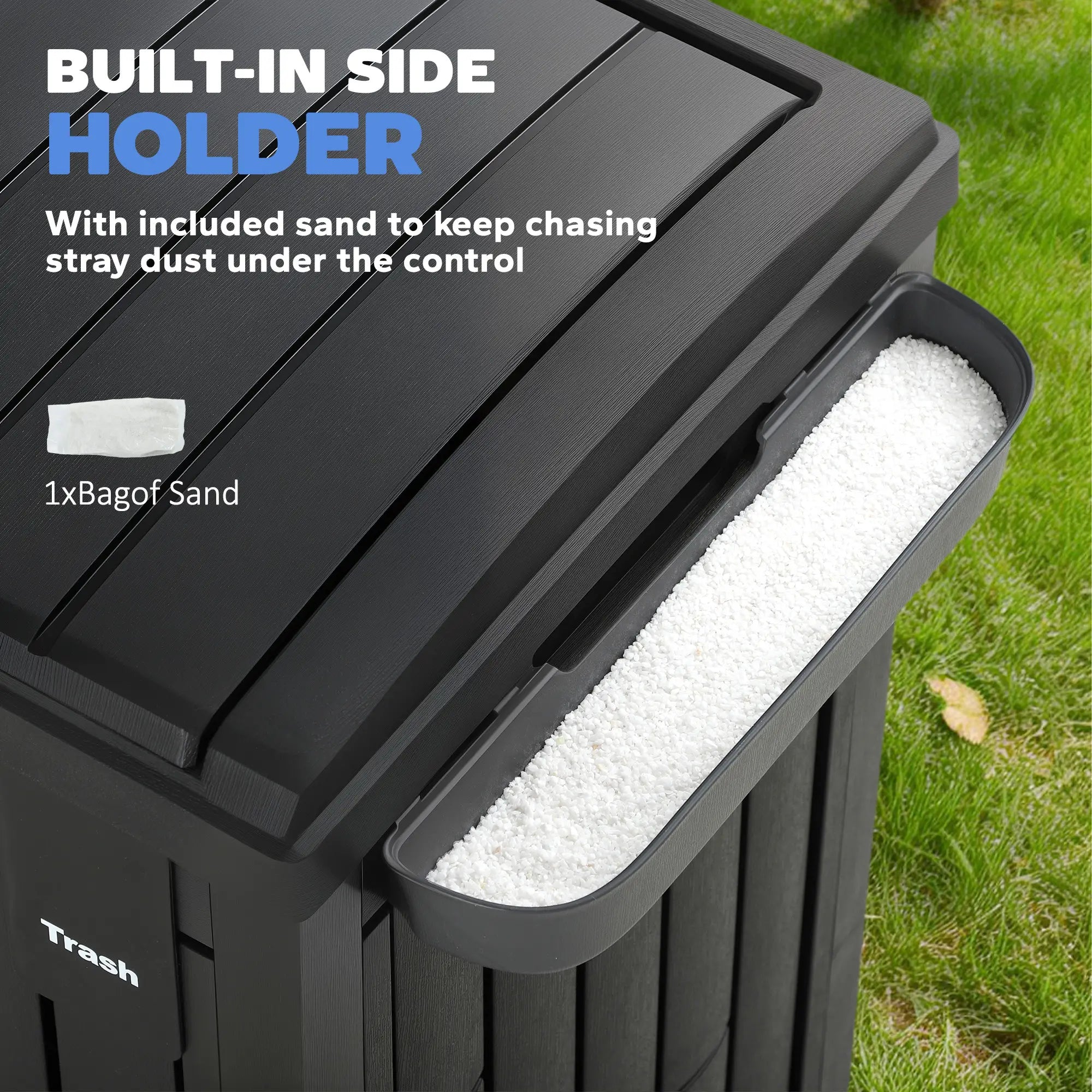 58 Gallon Double Outdoor Garbage Bin, Dual Lid, Plastic Waste Trash Can, Black Garden Accessories at Gallery Canada