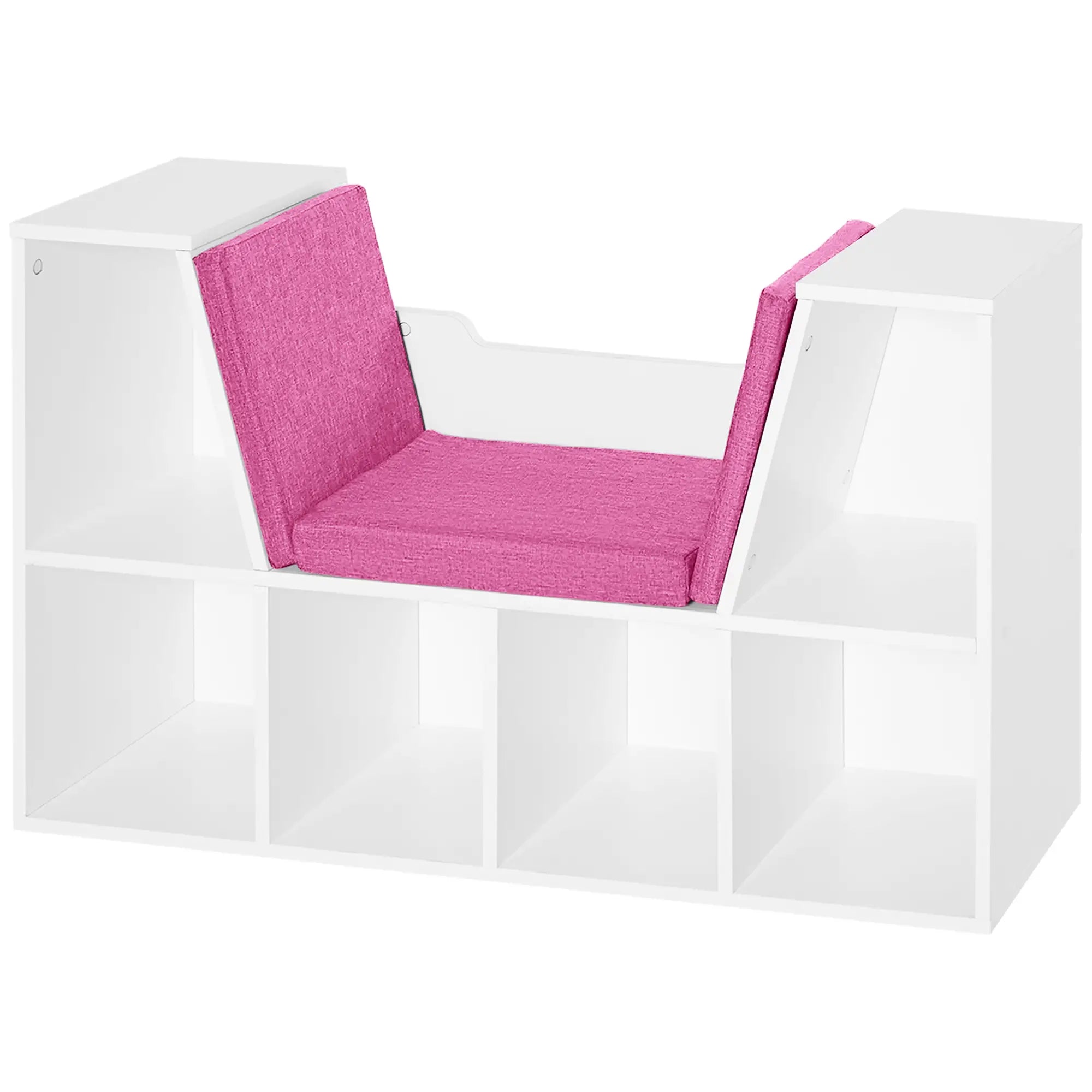 6-Cubby Bookcase with Seat Cushion, Cube Storage Shelf, Pink Small Bookshelves at Gallery Canada