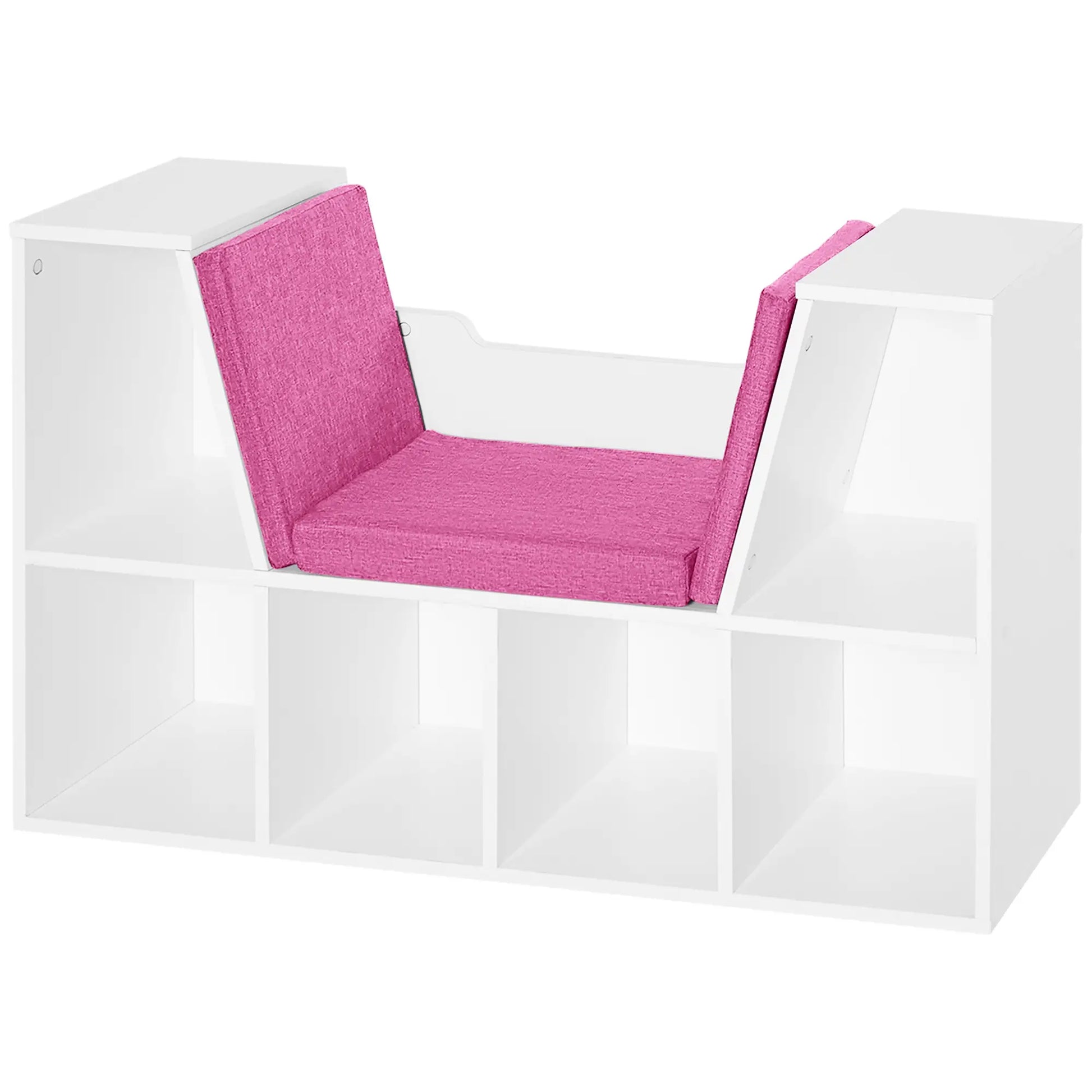 6-Cubby Bookcase with Seat Cushion, Cube Storage Shelf, Pink Small Bookshelves at Gallery Canada
