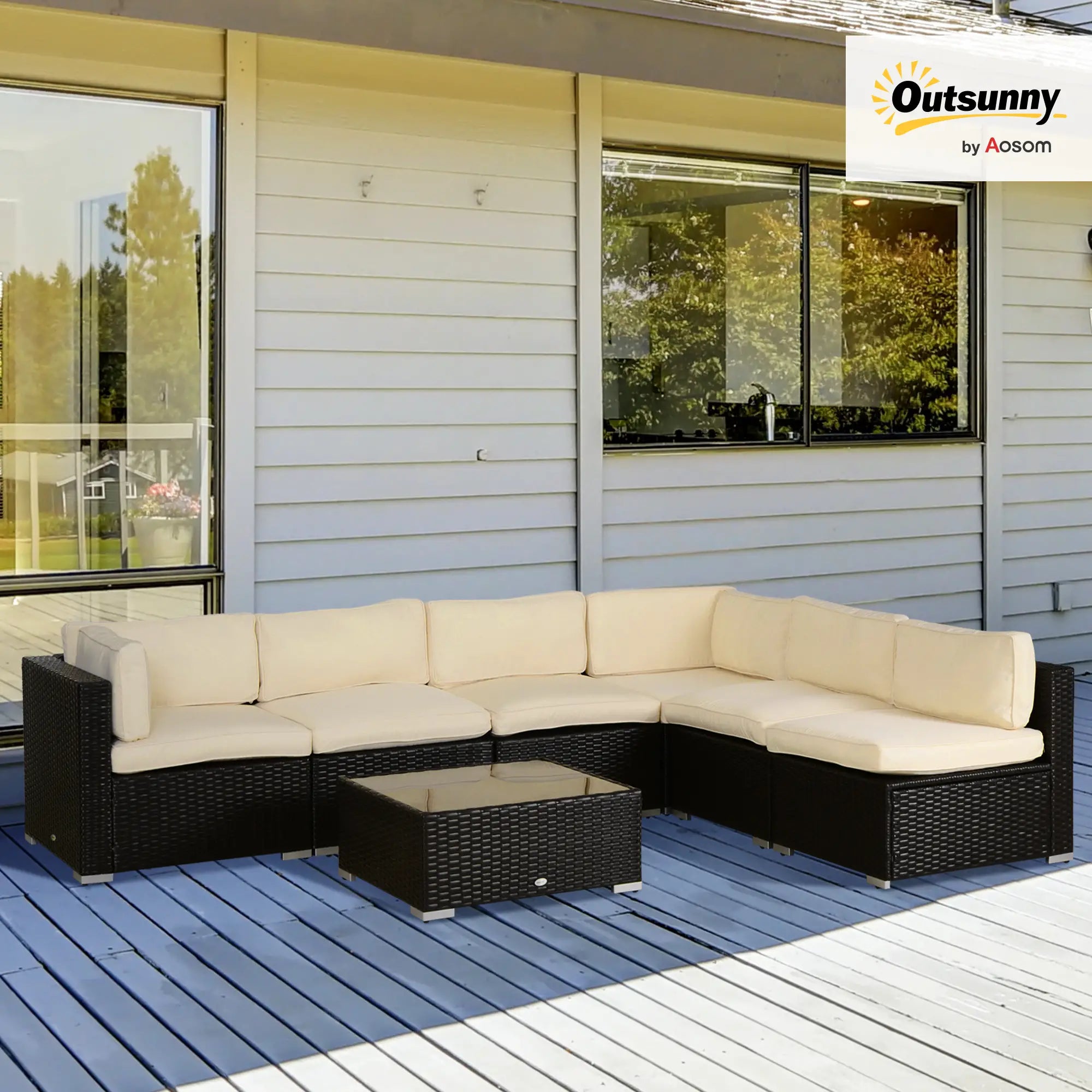 14pc Patio Rattan Sofa Set, Polyester Cushion Cover, Cream White Patio Chair Cushions at Gallery Canada