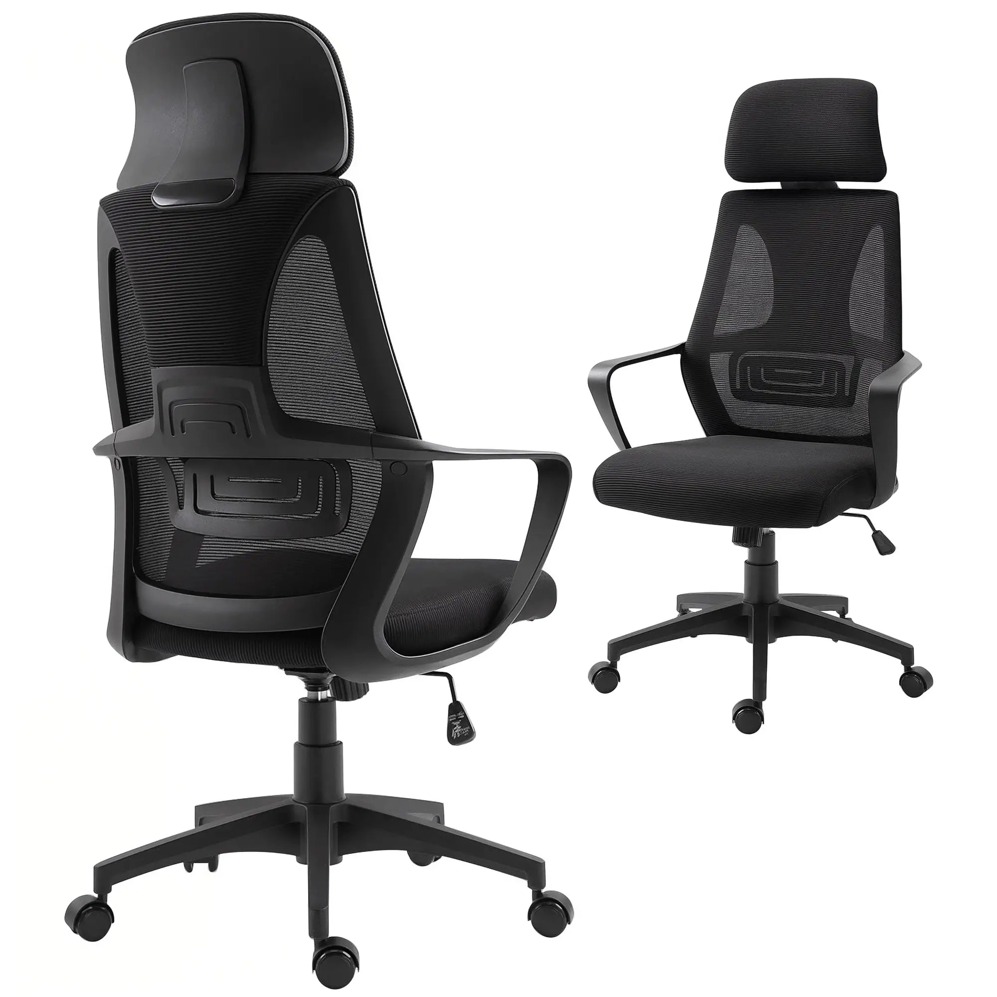 Mesh Office Chair, Adjustable Headrest, Ergonomic Desk Chair, Black Task Chairs Black at Gallery Canada