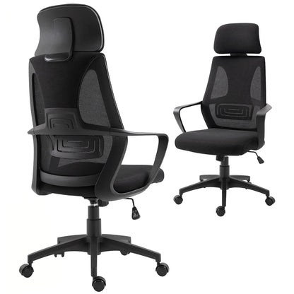 Mesh Office Chair, Adjustable Headrest, Ergonomic Desk Chair, Black Task Chairs Black at Gallery Canada