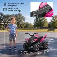 VTT pour enfants 12V, suspension arrière, 2,2 MPH, roues lumineuses, rouge