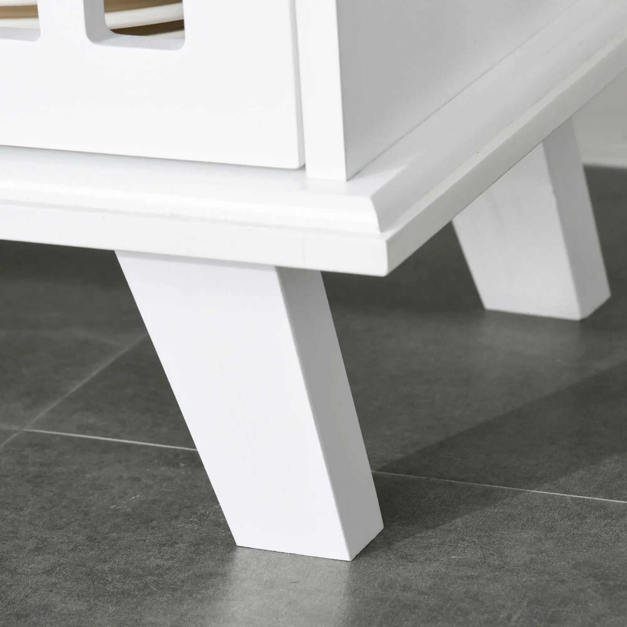 Modern Storage Cabinet with Fretwork Doors, Shelf, White Storage Cabinets at Gallery Canada