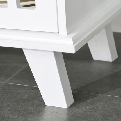 Modern Storage Cabinet with Fretwork Doors, Shelf, White Storage Cabinets at Gallery Canada